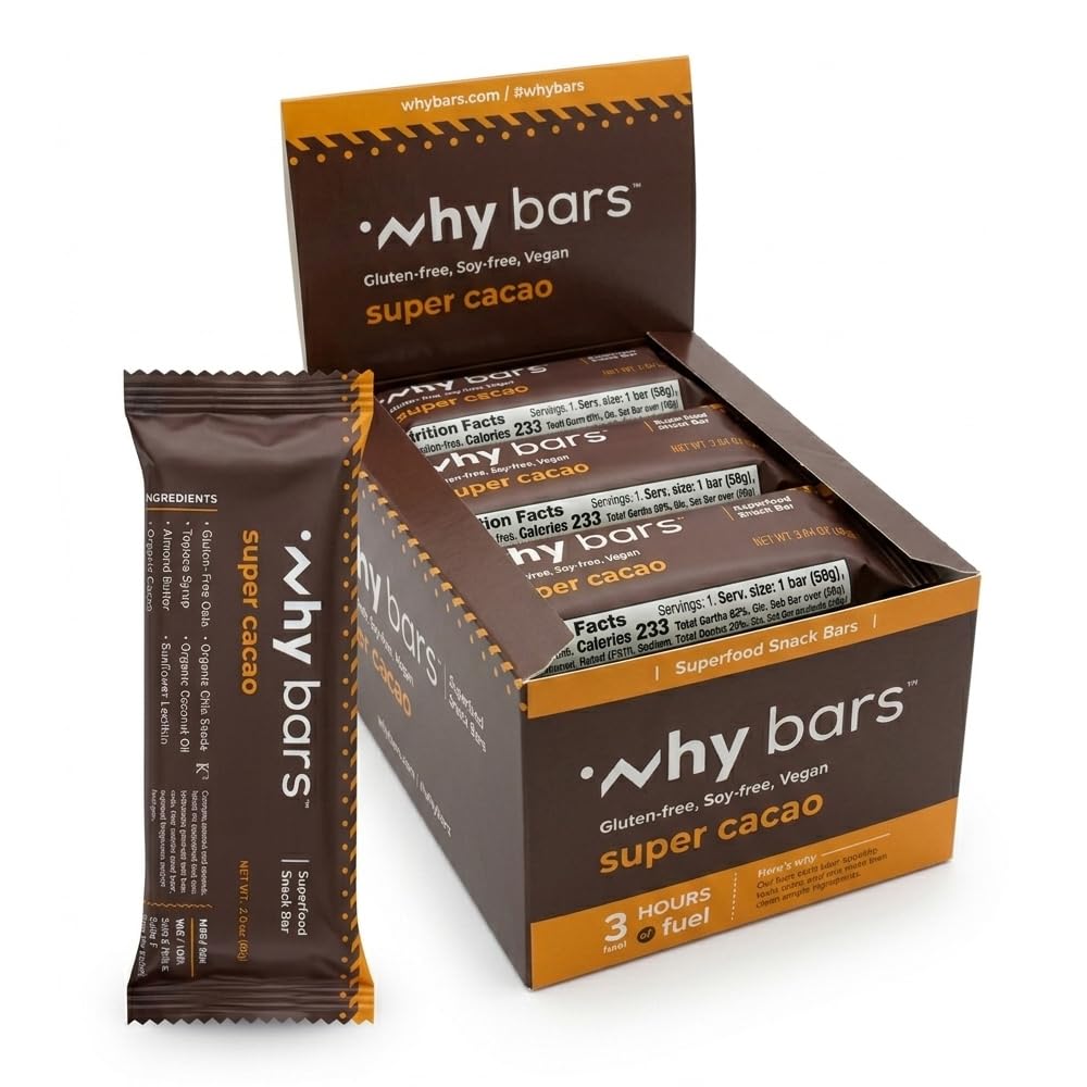 Proteínové tyčinky, Super Cacao, 2.04 Ounce Bars (Pack of 12 Protein Bars) - Protein Bar Superfood, Gluten Free, Non GMO, Organic, Vegan, Jednoduché zložky
