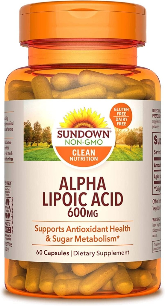 Sundown Naturals Super Alpha Kyselina lipová 600 mg kapsuly