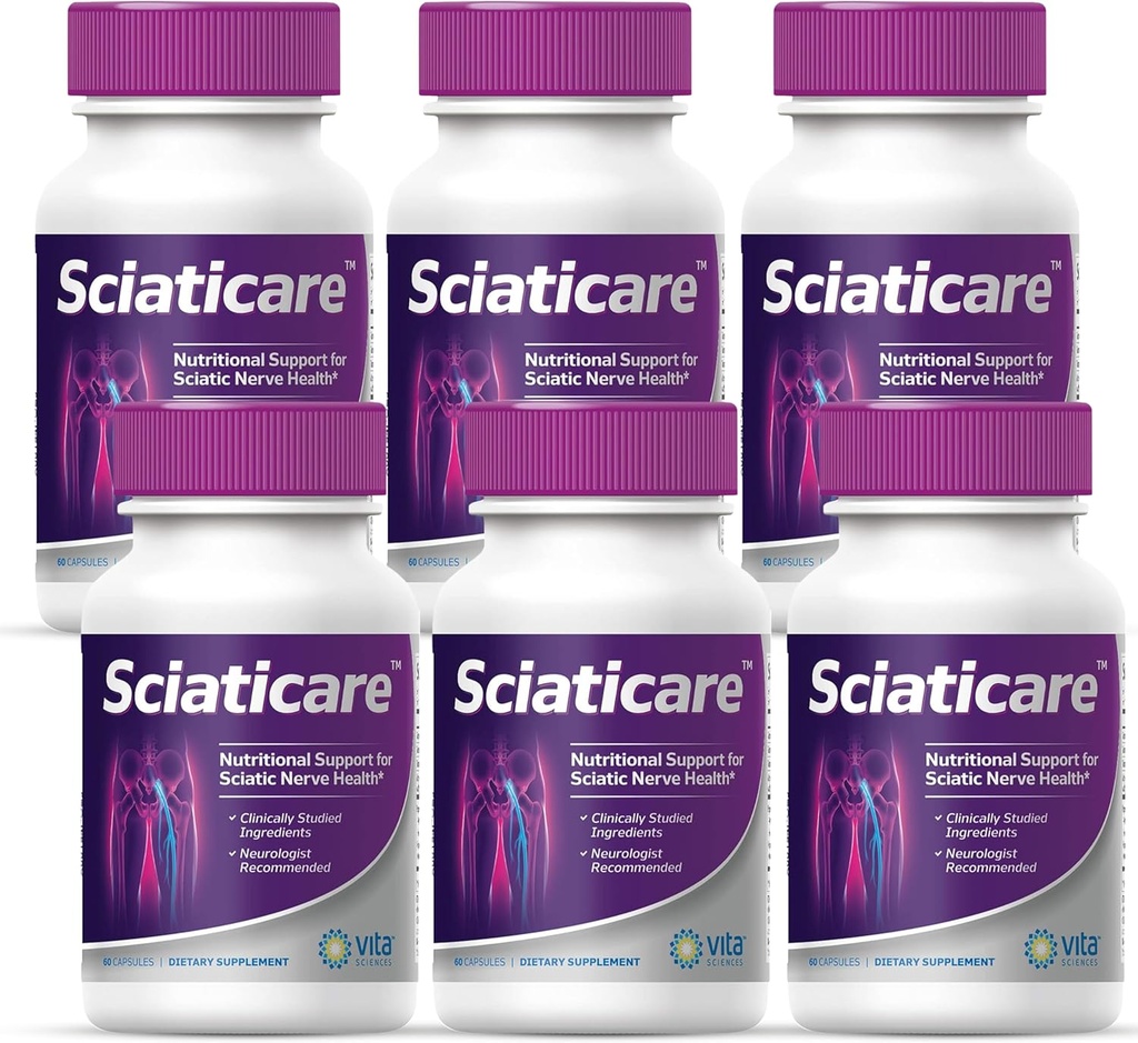 Vita Sciences Sciasare Nerve Upokojujúce doplnok Vitamíny s prírodnou R-ALA forma 40X sila, NIE syntetický Alpha Lipoic Acid (ALA) - Dolné Lumbar Scias, Hip, stehná, noha, noha, noha