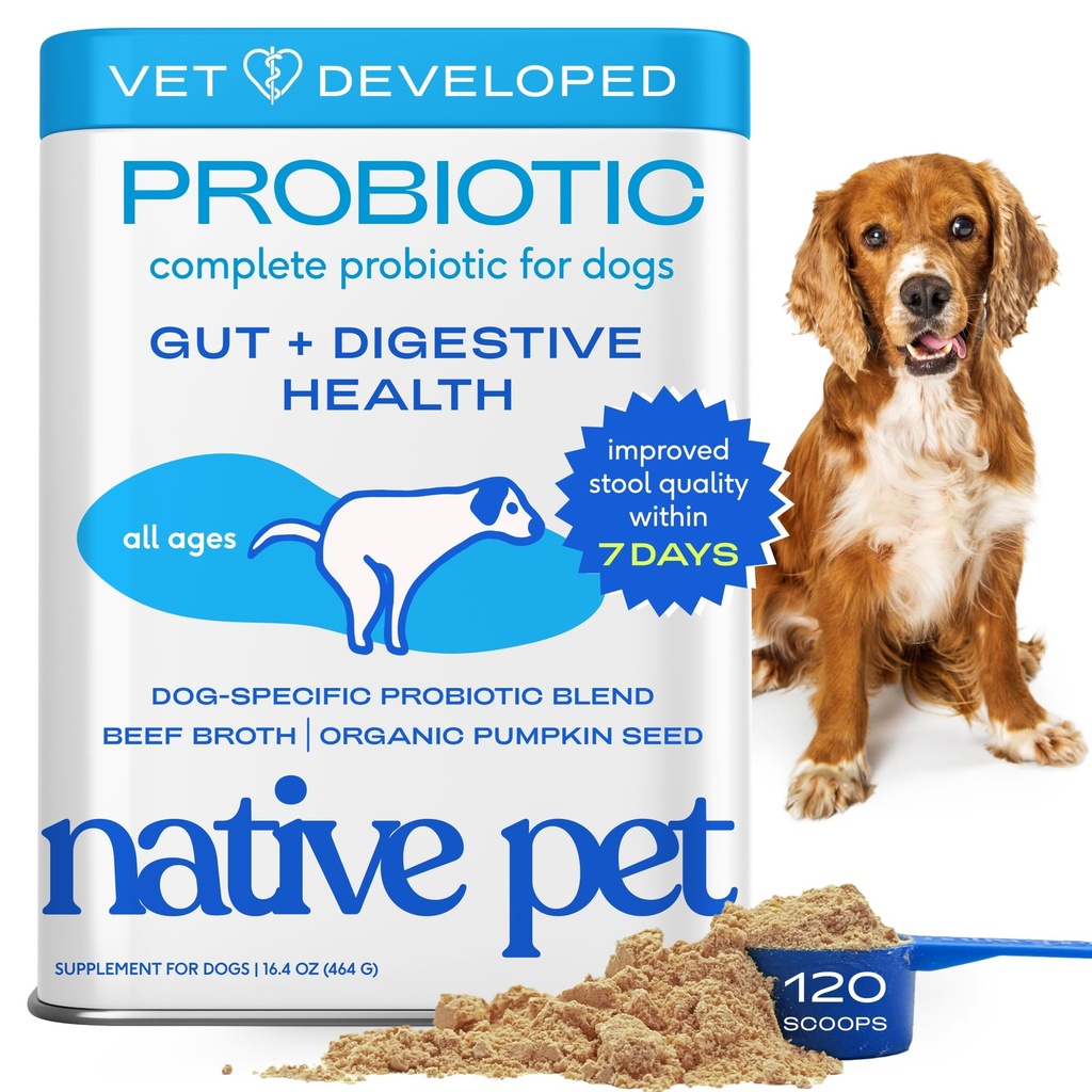 Native Pet Probiotiká pre psy - Psie probiotiká Powder for Digestive Health, Gut support, & Immune Boost 