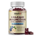 Vápnik Magnézium Zinok Gumies pre ženy, Žuvacie vápnik doplnok 1000 mg vitamín D3 & K2, Kosť a nerv zdravie, svalová funkcia, imunitná podpora a stres úľava, čučoriedková príchuť, 60 Ct