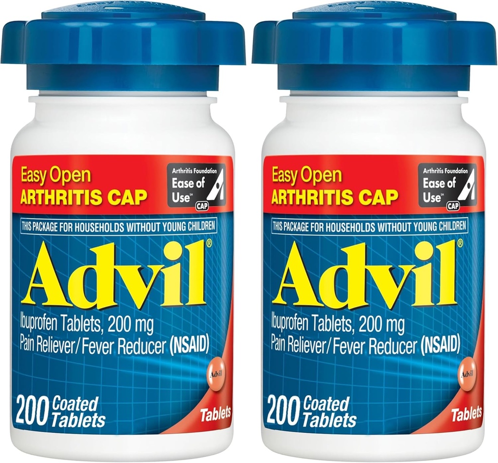 Advil Bolesť Reliever a horúčka Redukcia, úľava od bolesti Medicína s Ibuprofenom 200 mg pre bolesti kĺbov, bolesti svalov a menej závažné artritída bolesť Relief - 200 obalené tablety s ľahko otvorenou artritídou Cap