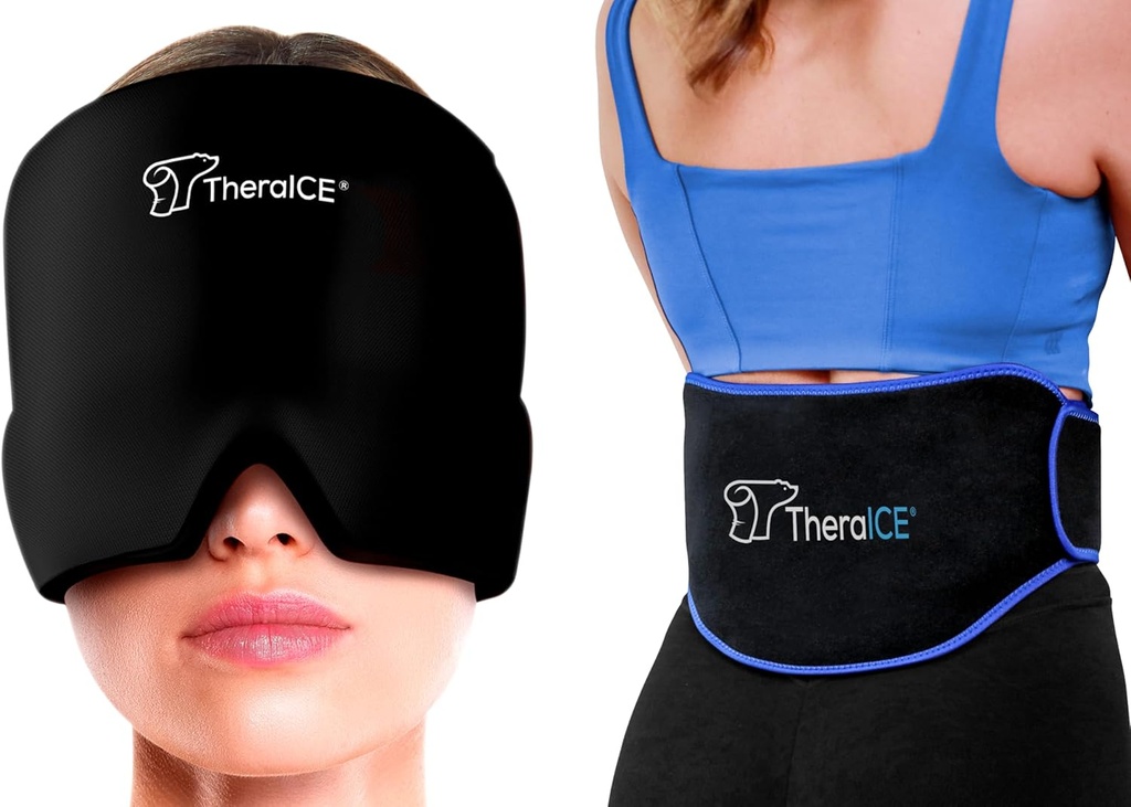 TheraICE Migréna Relief Cap a TheraICe Ice Pack Závod pre bolesti dolnej časti chrbta