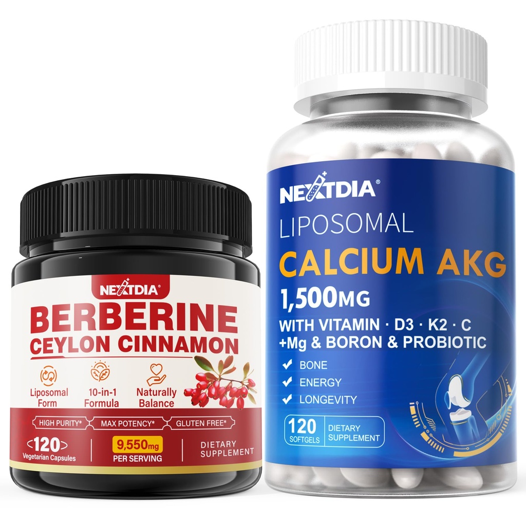 Berberine Supplement 1500mg + Lipozomálne vápnik AKG doplnok 1500mg