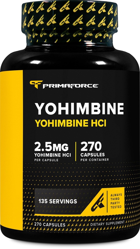 PrimaForce Yohimbine HCl 2,5mg, 270 Kapsule - Premium Supplement, Boosts Performance, Zero Fillers, Non-GMO a Gluten Free