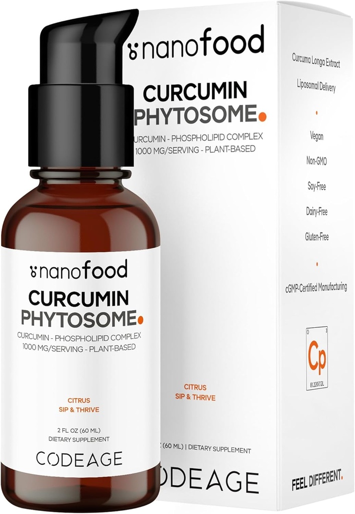 Kód Lipozomálne Curcumin Phytosome Liquid Supplement, Turmeric Curcumin Vegan Liquid Drops, Plant-Based Curcuma Longa Dropper, Curcumina, Slnečnica Fosfolipid, bez cukru, Citrus Flavor, 2 fl oz
