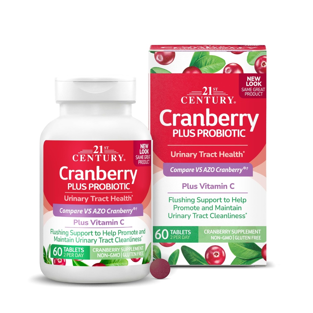 21st Century Cranberry Plus Probiotické tablety, 60 Počet