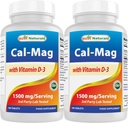 Najlepšie prírodné vápnika horčíka s vitamínom D3 1500mg Servírovanie 180 tabliet (180 Počet (Pack of 2))
