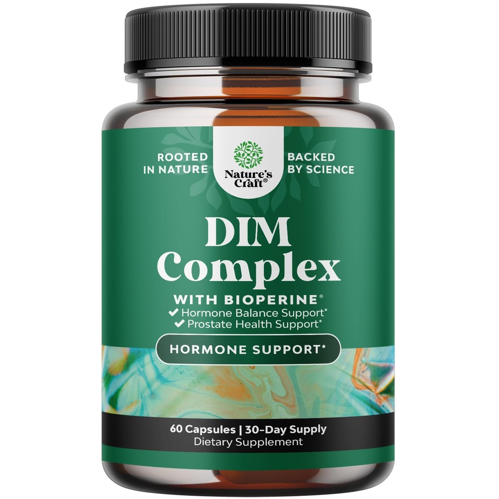 Pure DIM Supplement pre mužov s bioperínom - DIM Estrogen Blocker pre mužov od Hormone Balance & Prostate Health - Diindolylmetán testosterónový komplex s brokolicami Florets - 60 kapsúl