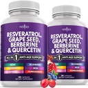 NEW AGE Resveratrol, Berberine, Grape Seed Extract, Quercetin, Polyfenol Supplement for Women and Men with Noni Extract, N-Acetyl Cysteine, Acai Extract - 120 Kapsule