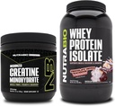 NutraBio Creatin Monohydrát, Neochutený, 150g a srsť proteín izolát, čokoláda rozpárané makarón, doplnok Bundle - svalová energia, Lean svalového rastu, zotavenie, a sila
