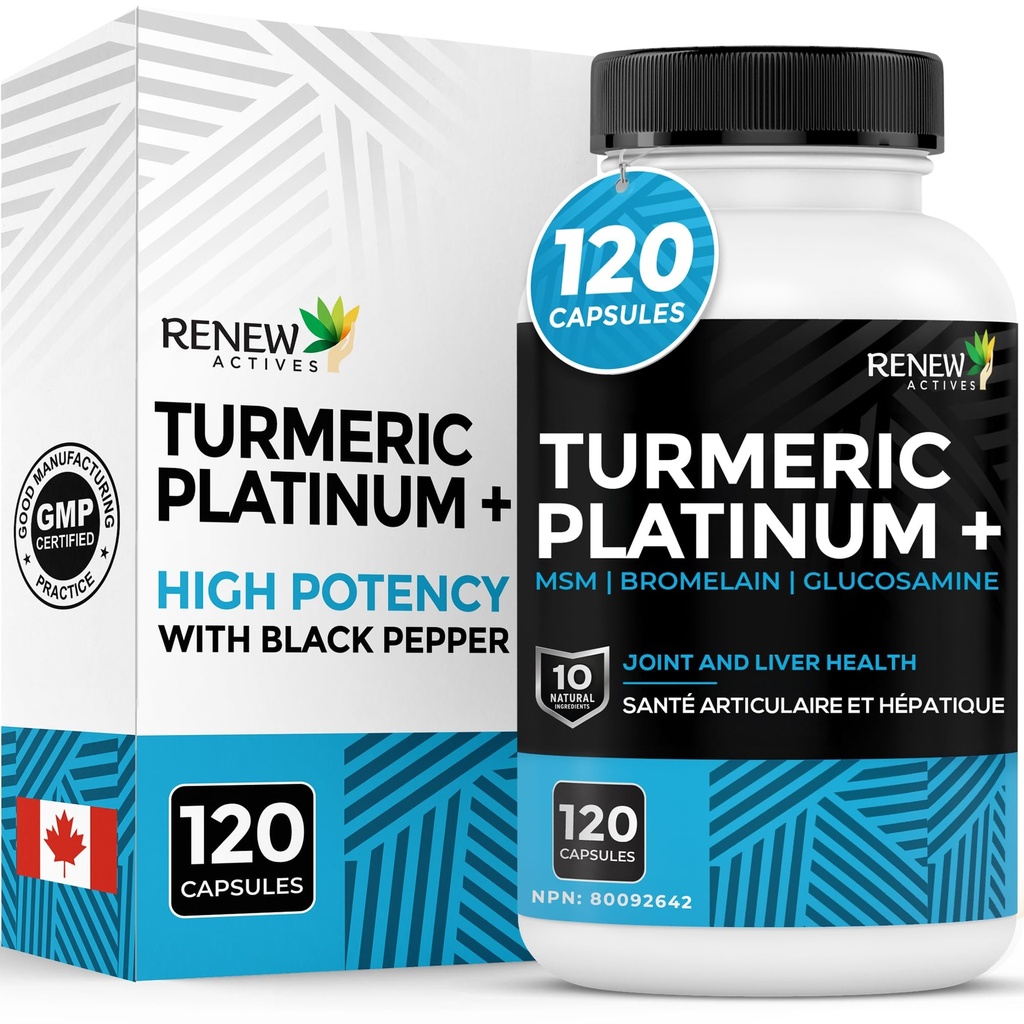 Renew Activitys Turmeric Platinum 1350MG na 3 Kapsule s Black Pepper & Ginger 