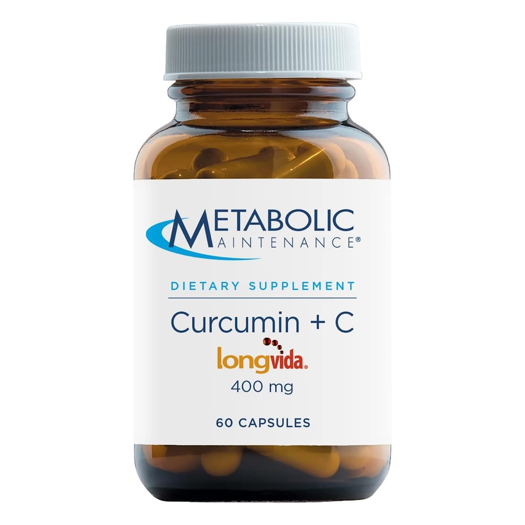 Metabolická údržba Kurkumín + C - Longvida + Vitamín C Vylepšený Kurkumín Supplement pre funkciu mozgu a spoločnú mobilitu (60 kapsúl)