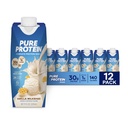 Čistý proteín Vanilkový proteín Shake, 30g Kompletný proteín, Vitamíny A, C, D a E plus Zinok na podporu imunitného zdravia, Pripravený na pitie a Keto-Friendly, 11oz Fľaše, 12 Balenie