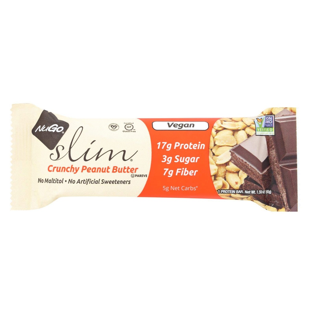 NuGo Nutrition Bar - Slim - Chrumkavé arašidové maslo - 1.59 Oz Bars - Prípad 12