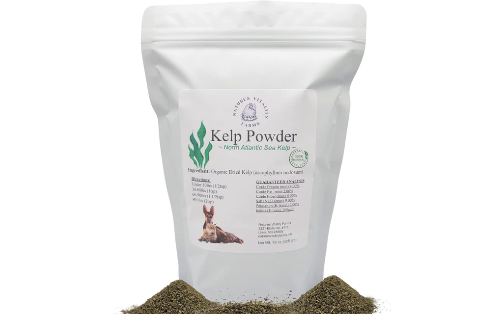Kelp prášok pre psy / Cats, Natural North Atlantic Ocean Sea Kelp, Vitamíny Minerály a antioxidanty pre konečné zdravie (15 Ounce)