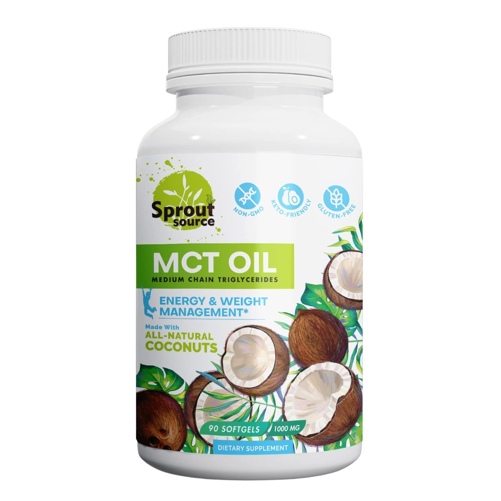 Keto MCT Oil Softgels 1000mg: 90-Day Supply, Premium C8 & C10 Zmes pre riadenie trvalo udržateľnej energie a hmotnosti, vyrobené z prírodného kokosového oleja, non-GMO, bezlepkové 90 softgels