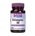 Bluebonnet Nutrition B Complex 50 Rastlinné kapsule, Kompletné plné spektrum, Vitamín B6, B12, Biotín, Folát, Vegan, Vegetarián, Gluten Free, Soy Free, Milk Free, Kosher, 50 Rastlinné kapsule