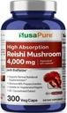 NusaPure Reishi Mushrom Extract 20:1 Extract, 200 mg Equivalent to 4000mg per Capsule 300 Veggie Caps Vegan, Non-GMO, Vegan