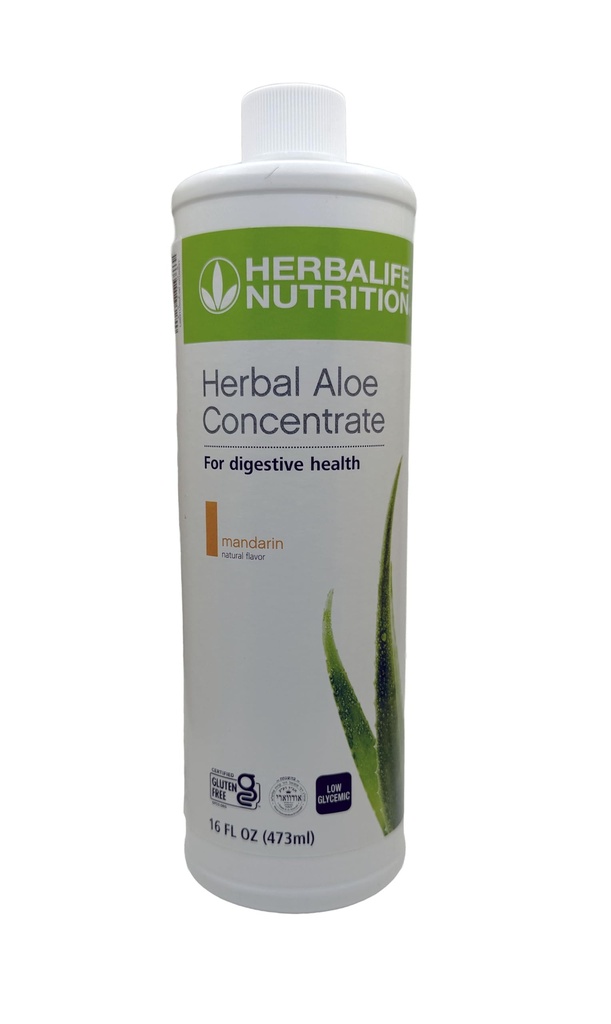 Herbalife Aloe koncentrát Pint: Mandarin Flavor 16 FL Oz (473 ml) pre trávenie zdravie s Premium-Quality Aloe, Gluten-Free, 0 kalórií, 0 Cukor, prirodzene ochutený