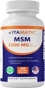 Vitamatické MSM 2000 mg s vitamínom C 75 mg na podanie - 180 Veg kapsúl - vitamín C pomoc v lepšom absopritone MSM (metylsulfonylmetán) - non-GMO a bez lepidla