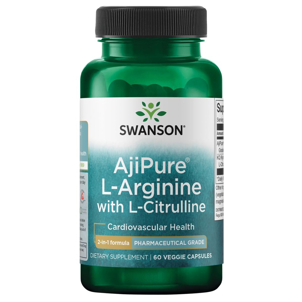 Swanson Amino Acid Ajipure L- Arginine s L- Citrulínom 60 Veg Kapsule