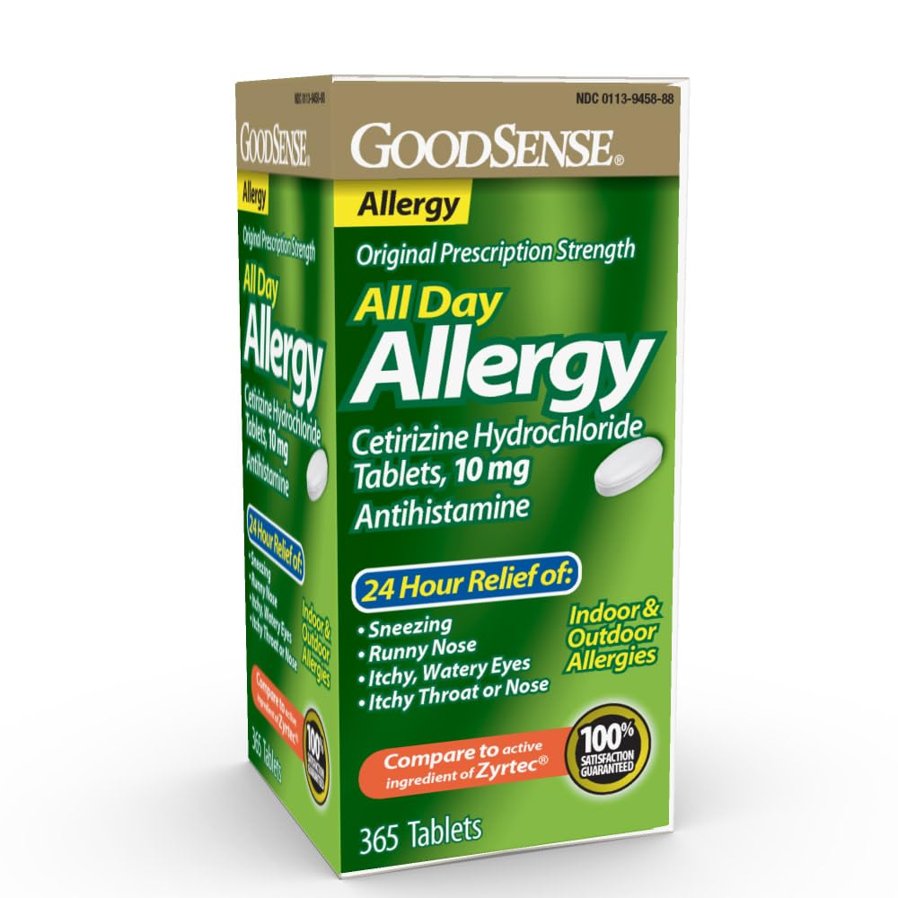 GoodSense Allergy po celý deň, Cetirizín Tablety hydrochloridu, 10 mg, Antihistaminikum, 365 Počet
