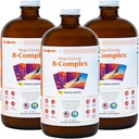 LIKVIDNÁ HEALTH Mega Energy Metylated B- Complex, dospelý tekutý vitamín doplnok - zvýšenie energie, uľaviť stresu a únavy, imunitná podpora, zdravie srdca a vnútorností - vyrobené v USA, Vegan, bez cukru (3 balenie)