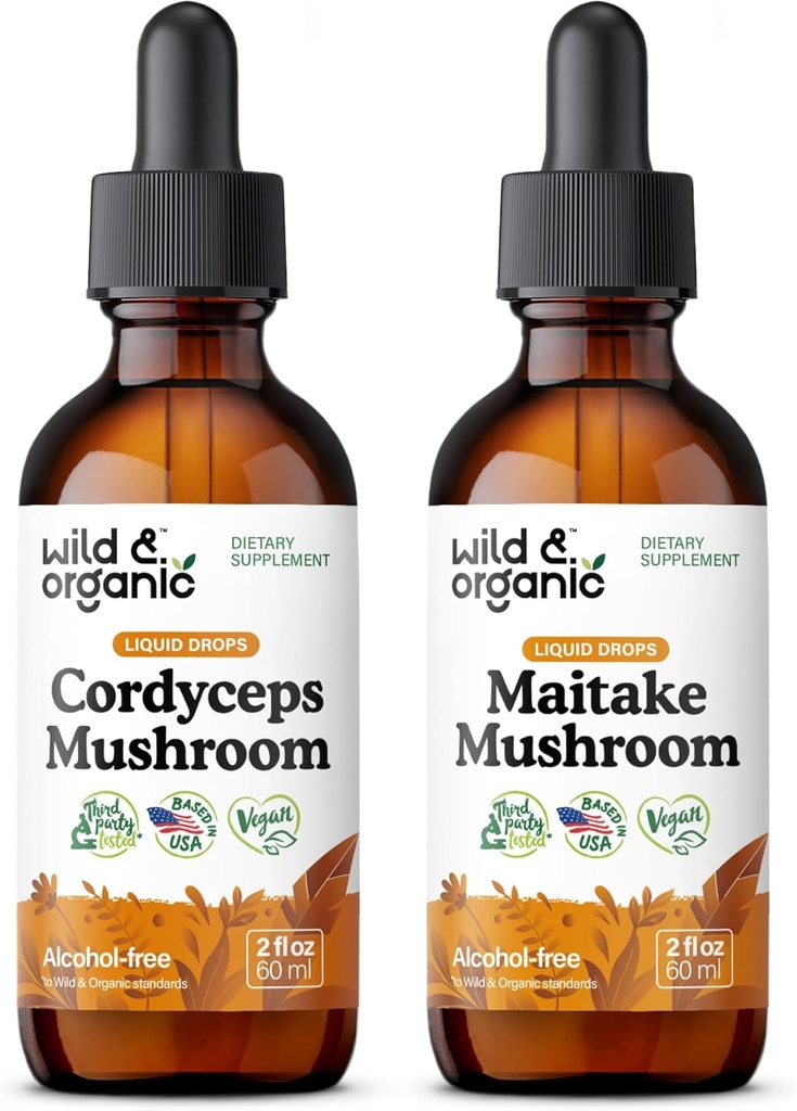 Wild & Organic Cordyceps Mushrom Tincture 2 fl oz & Maitake Mushrom Tincture 2 fl oz