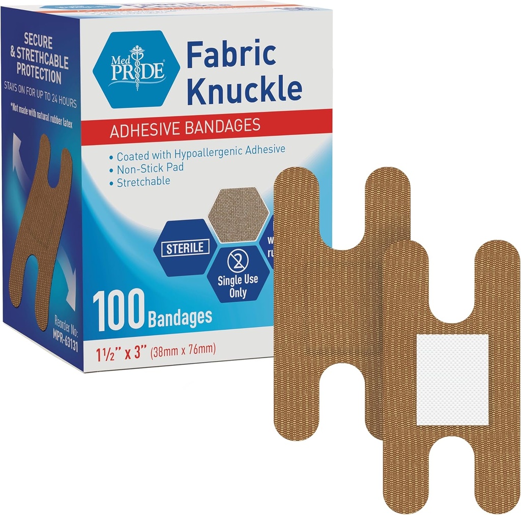 MED PRIDE 100 Sterilné Fabric Fingertip, Finger, a Knuckle Bandages 