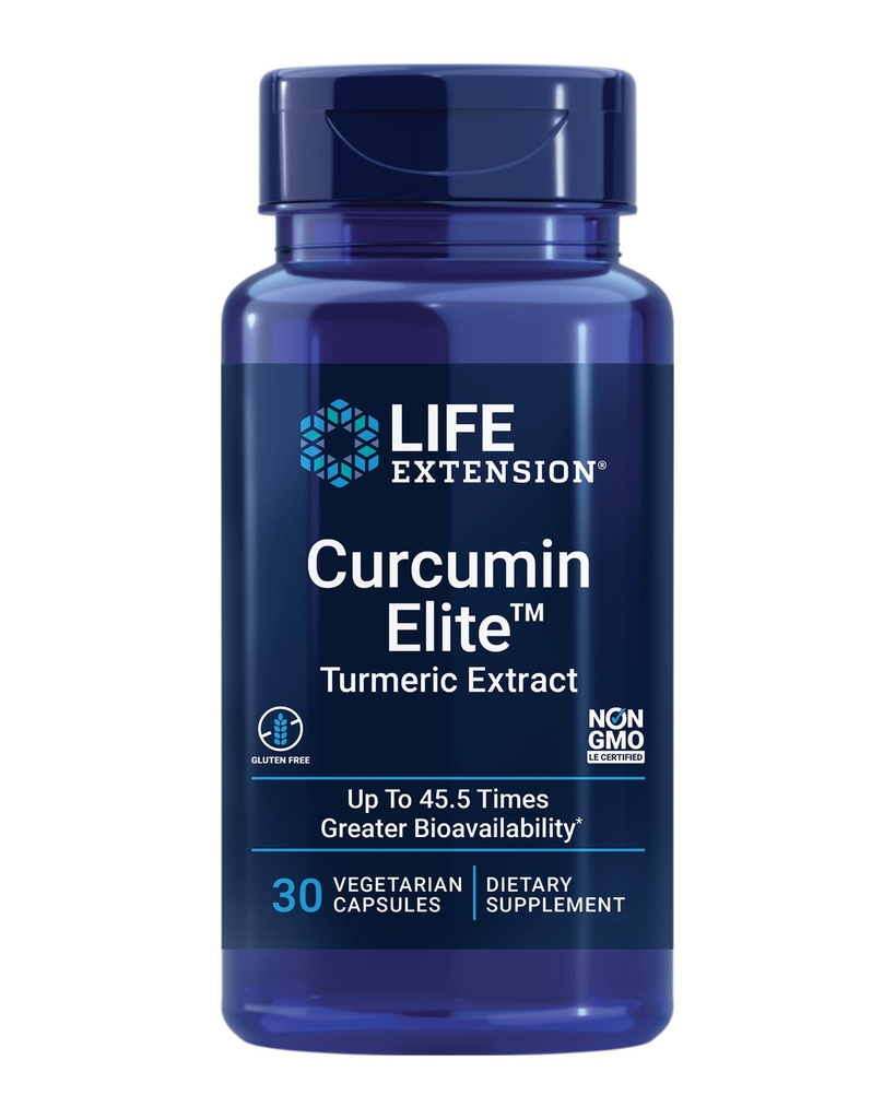 Life Extension Curcumin EliteTM Turmeric Extract, 500 mg, kurkumínoidy, turmeróny, senovka grécka, Zápal Zdravie Podpora, Heart & Immune Support, Gluten-free, non- GMO, Vegetarián, 30 Kapsule