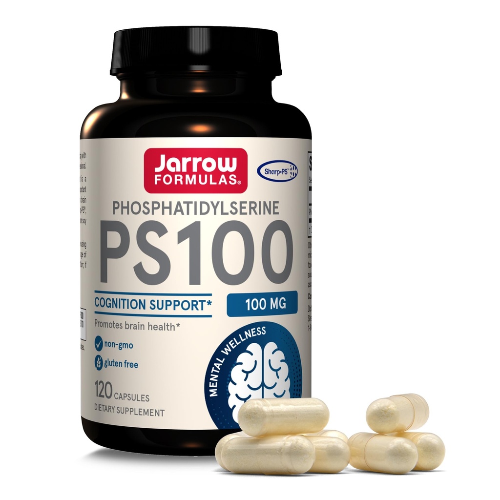 Jarrow Formules® PS100 Fosfatidylserín, 100 mg, Dietary Supplement for Brain Health and Cognition Support, 120 Kapsule, Až 120 Day Supply