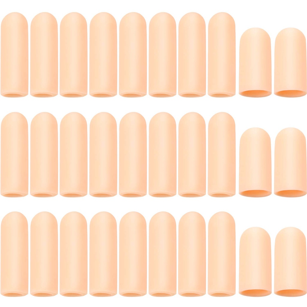 Frienda 30 Pieces Gel Finger Protector Cots Silikónový kryt viečka pre Finger Cracking Trigger Support (Apricot)