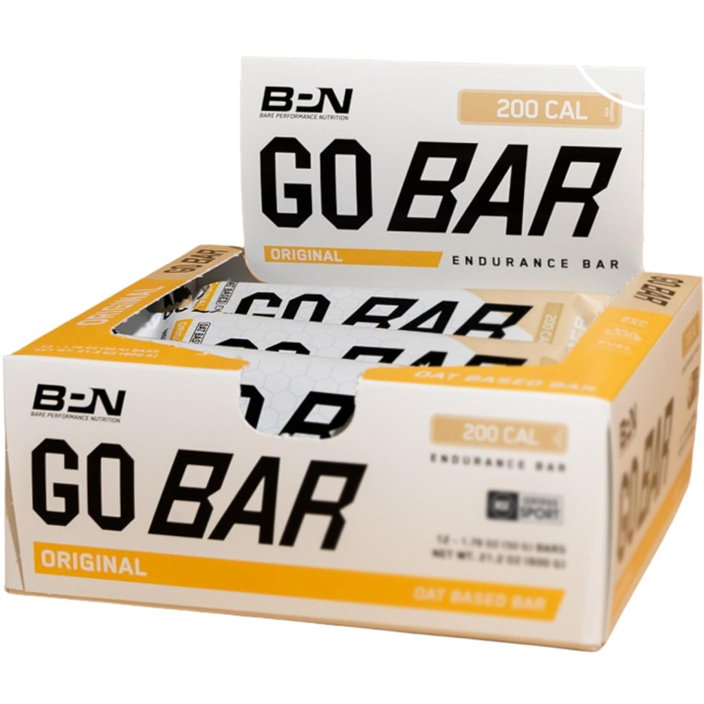 BARE VÝKON NUTRITION Go Bar, Ovsená vytrvalosť tréning Snack 36g karbohydrátov a 200 kalórií na obsluhu, 12 barov na box, originál Oat