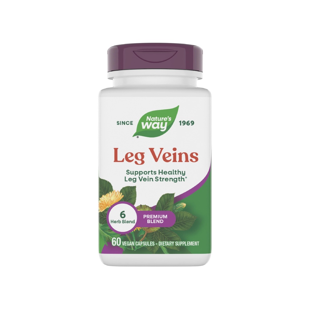 Prírodná cesta nohy Veins, podporuje zdravé nohy Vein sila*, 6-Herb Blend, Horse Chestnut Extract a púpavy doplnok, Gluten zadarmo, 60 Vegan Kapsule (Backaging May Vary)