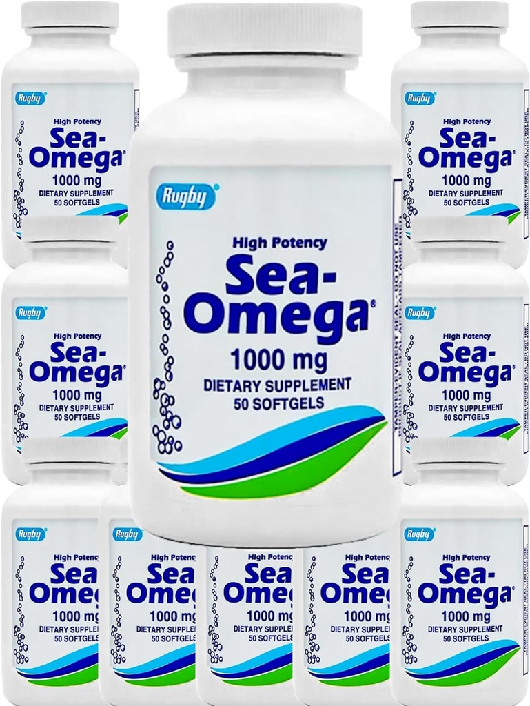 500 Softgels (10 fľaša) High Potency Rugby 1000mg Natural Hlboké more Štikútajúci rybí olej Omega-3 Mastné kyseliny (EPA 300mg & DHA 200mg) pre mužov a ženy,Promotes Brain/Hair/Skin & Heart Health, Made in USA