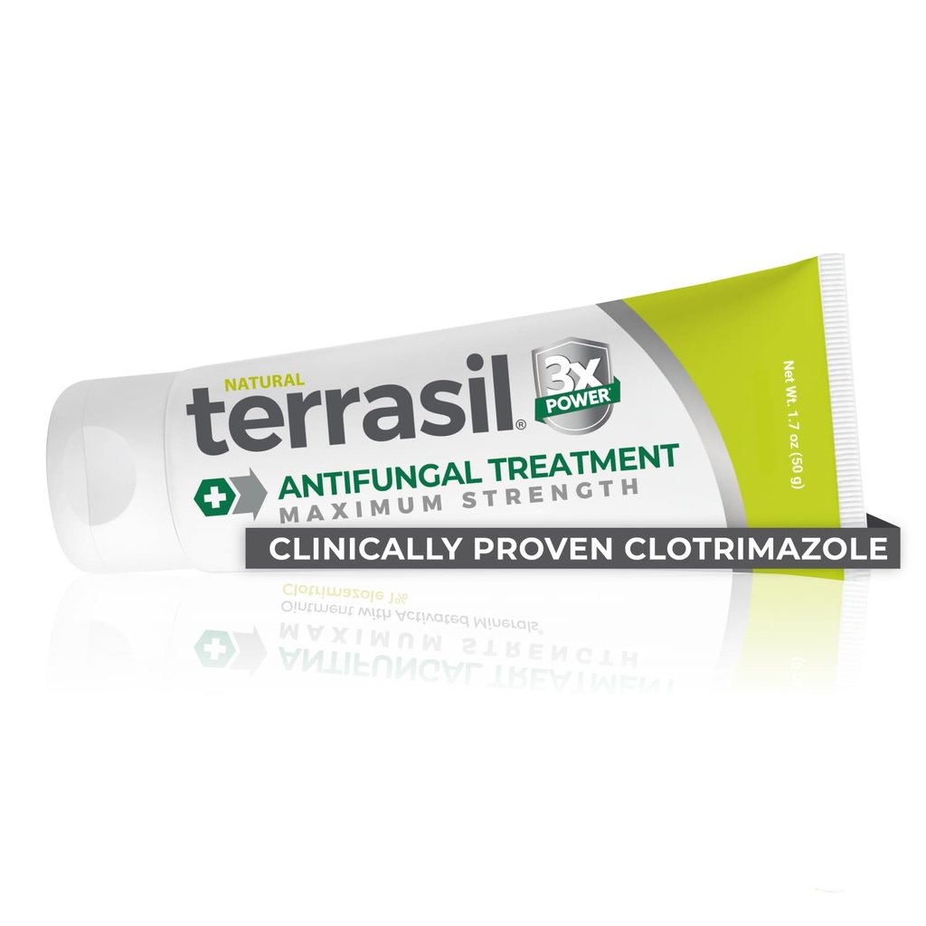 terrasil Clotrimazol antimykotický krém, úľava na plesňové kvasinkové infekcie, Jock Itch, Athletes Foot, Ringworms pre mužov a ženy, klinicky dokázaná liečba kožného hubíka. Oprávnené FSA-HSA (1,7oz)