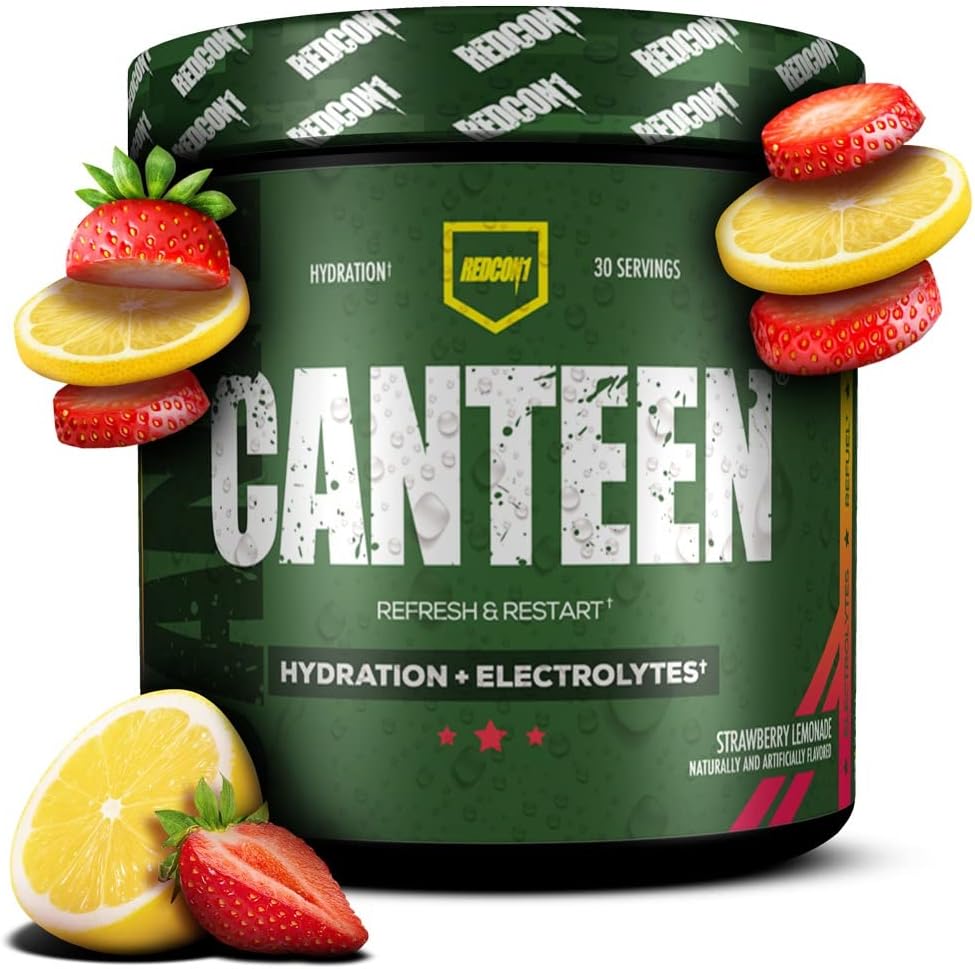 REDCON1 Hydratácia jedální + elektrolyty, jahodová limonáda - Powder Electrolyte Drink s vitamínmi B + minerály na regeneráciu - prášok z kokosovej vody a kyselina hyalurónová na hydratáciu (30 porcií)