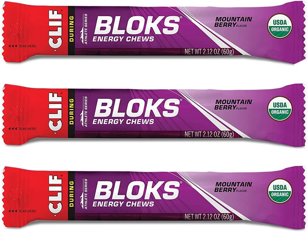 CLIF BLOKY - energetické žuvačky - Mountain Berry - Non-GMO - Plant Based Food - Fast Fuel for Cycling and Running -Workout Snack [2.1 Ounce Paket, 3 gróf]