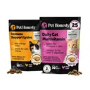 Cat Multivitamíny + Imunitná podpora Lyzín Dual Texture Chew Supplement Bundle - podporuje celkové imunitné zdravie, kĺby, kože a plášťa, a Cat Alergy Relief - Kýchanie, Runny Nose