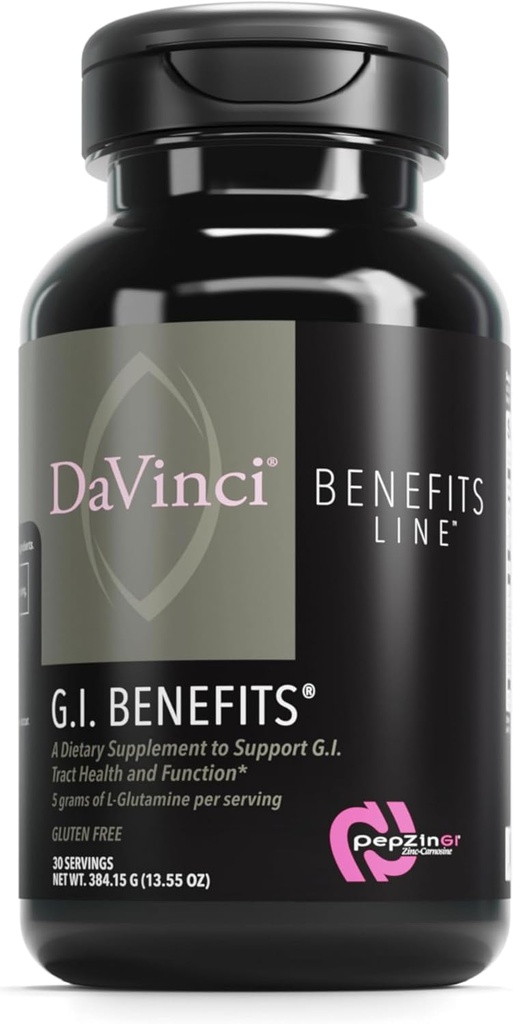 DAVINCI Labs GI Benefity - Digestive Health Supplement Powder with Zinc & L- Glutamine* - Support Immune System & Healthy Digestion - Gut Health Supplement for Men & Women - 30 Servings (384,15 g)