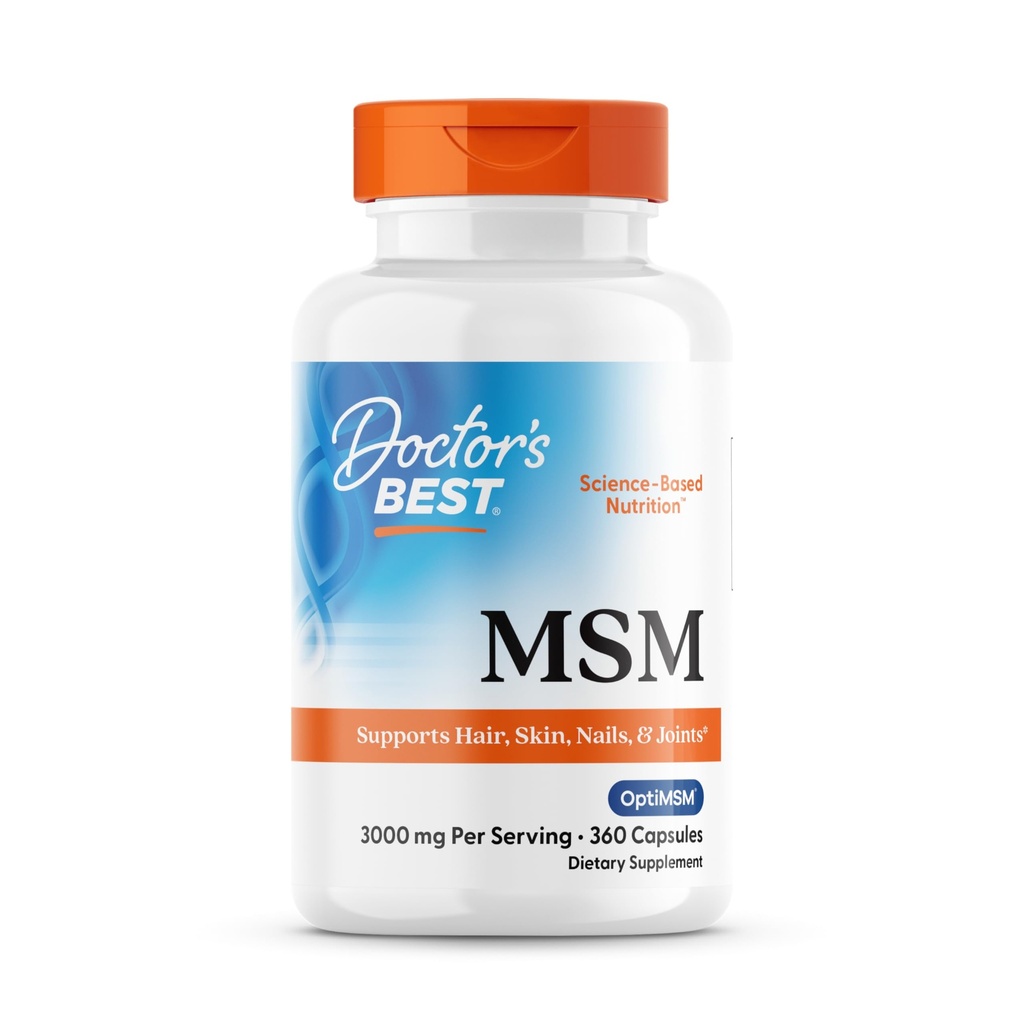Lekár's BEST MSM, podporuje vlasy, koža, nechty, & kĺby, non-GMO, bez lepku, 3000 mg na obsluhu, 360 kapsúl