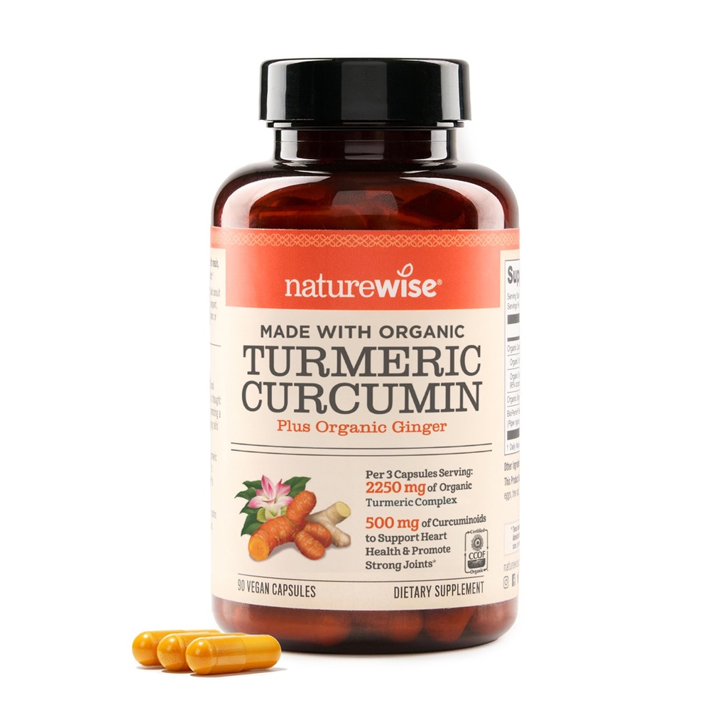 NatureWise Curcumin Turmerica 2250mg - 95% Curcuminoids & BioPeric Black Pepper Extract for Advanced Absorbtion - Daily Joint and Immune Health Support - Vegan, Non-GMO, 90 Count[30-Day Supply]