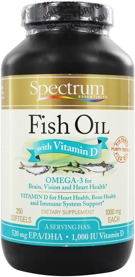 Spectrum Essentials Rybí olej s vitamínom D - 250 Softgels