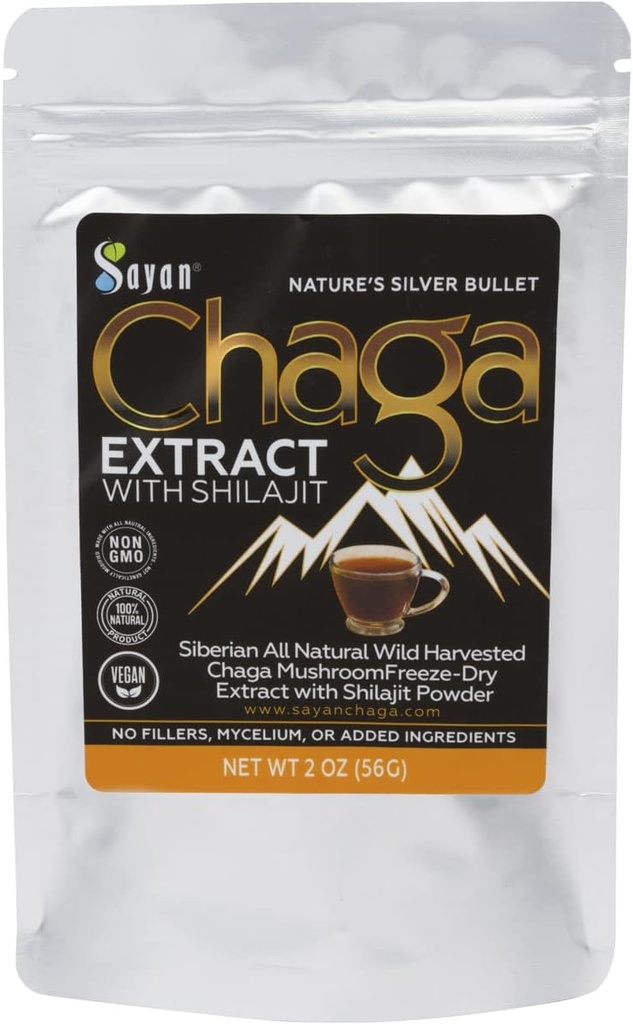 Sayan Sibírsky Chaga Mushrom Extract s Shilajit Powder (2 oz) 