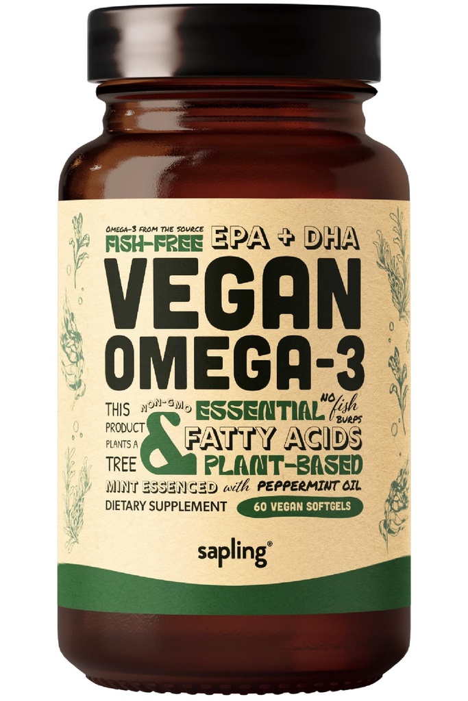 Vegan Omega 3 doplnok - Plant Based DHA & EPA Mastné kyseliny - karagén bez, Alternative to Fish Oil, podporuje srdce, mozog, Spoločné zdravie - Udržateľne Zdroj Algae - 60 Softgels