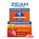 Zicam Cold Remedy Zinok Rapidmelts, Cherry Chlavor, Homeopatické, Cold Skrátenie medicína, Skráti studenú dobu trvania, 25 Počet