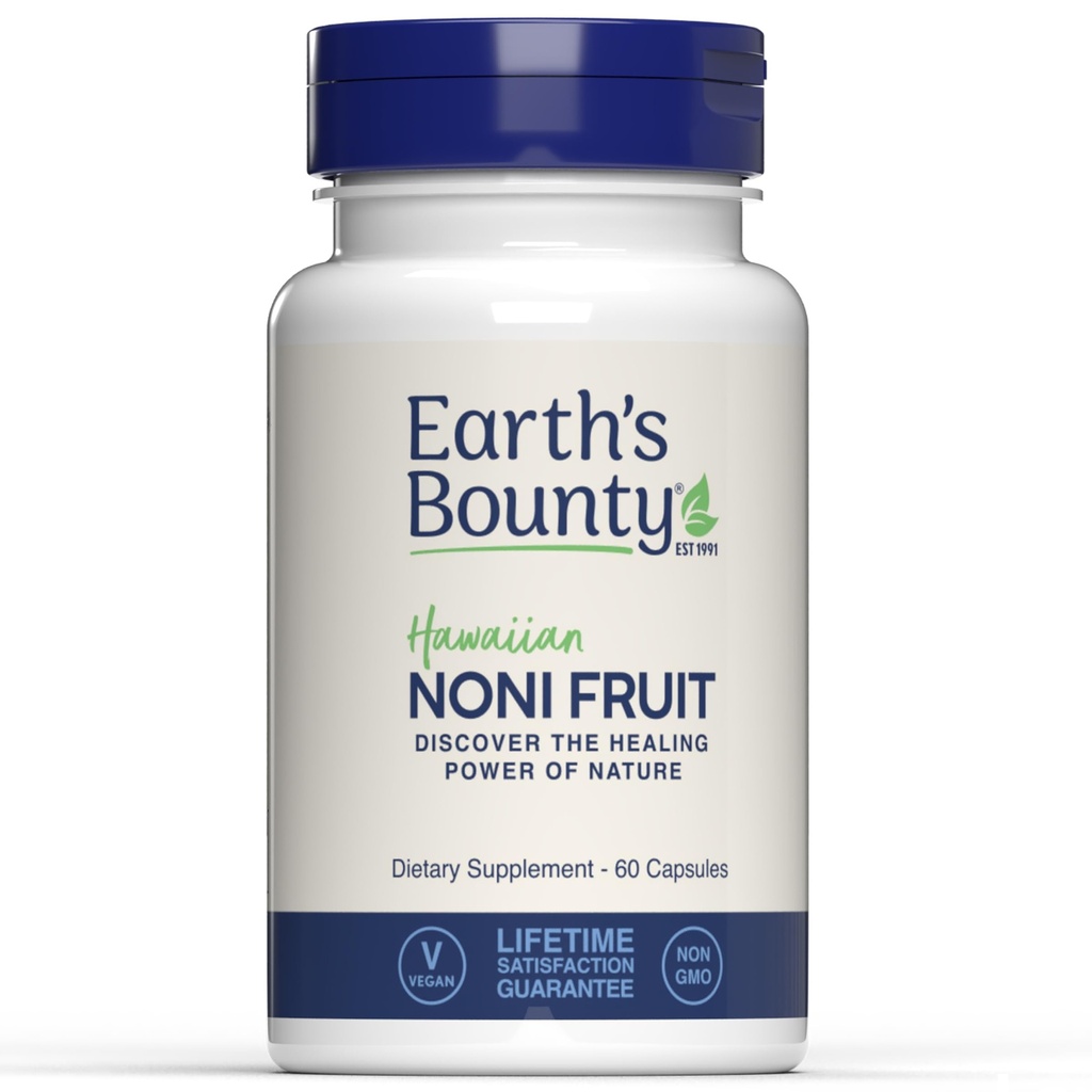 Earth's Bounty Hawaiian Noni Fruit Capsules - 60 Veggie Caps - Zdravý imunitný systém a Spoločná zdravotná podpora - 100% Natural & Pure Noni - Vegetariánska