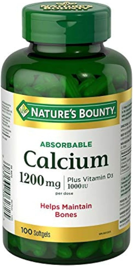 Nature's Bounty Absorbable Calcium 1200mg plus Vitamín D3 1000IU 100 počet