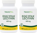 NaturesPlus Egg Yolk Lecithin - 600 mg, 180 kapsúl - balenie po 2 - Soy Free, Gluten Free - 180 celkových služieb